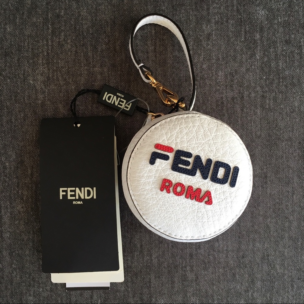 Fendi Calfskin Leather Mania Charm w/ Tote - White
